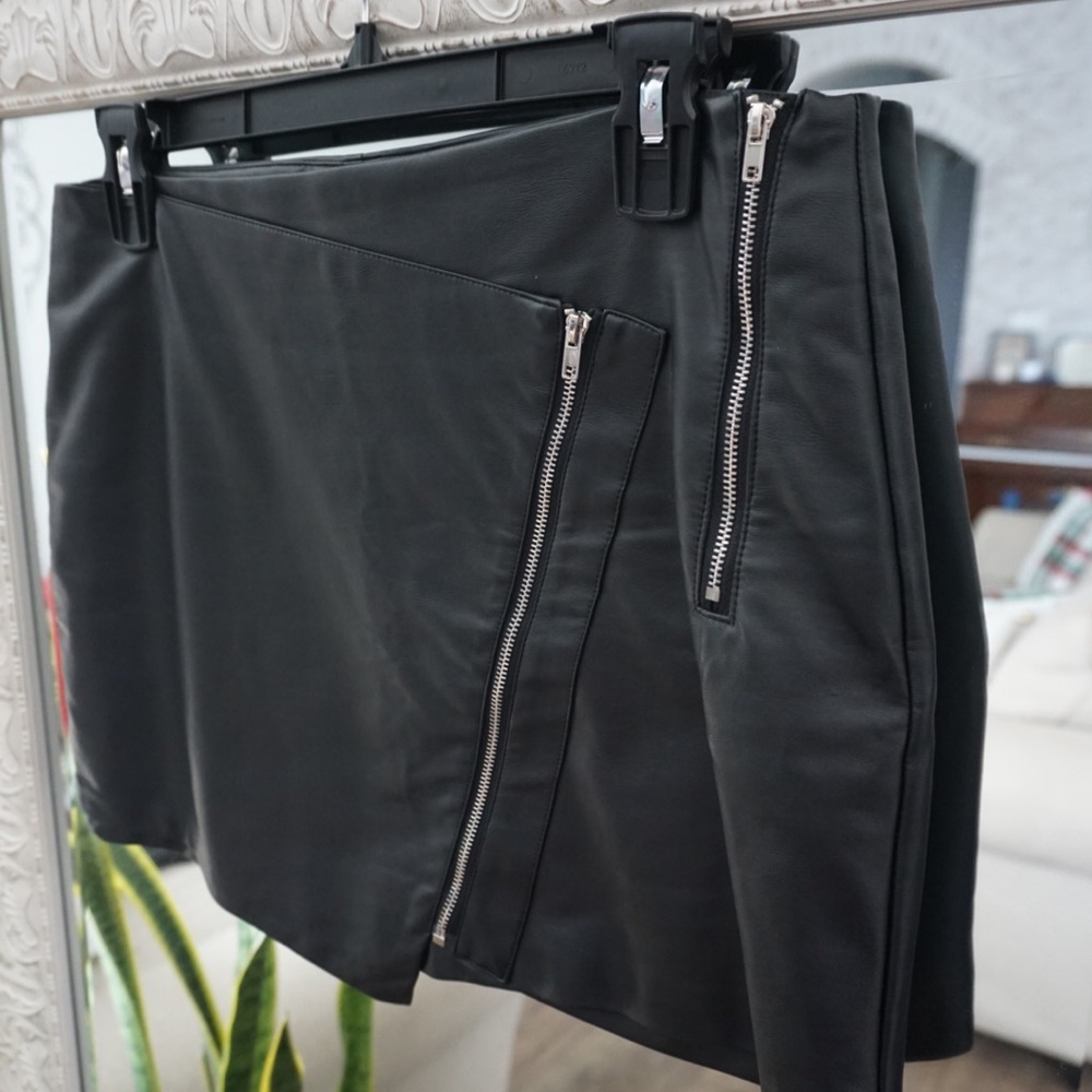 Black Asymmetrical leather skirt